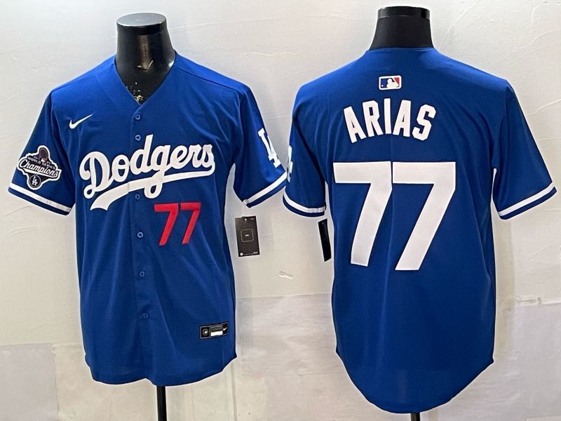 Men 2026 Los Angeles Dodgers #77 Arias Blue Game Nike MLB Jersey style 05